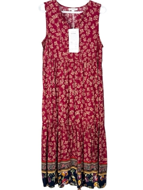beachlunchlounge Dresses & Skirts - NWT BeachLunchLounge Red Floral Sleeveless Midi Dress Boho EcoVero Size Small
